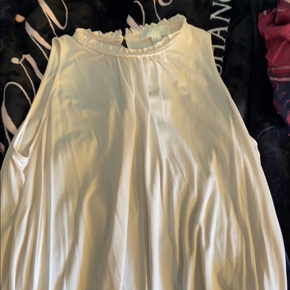 Cream tank with braided neck